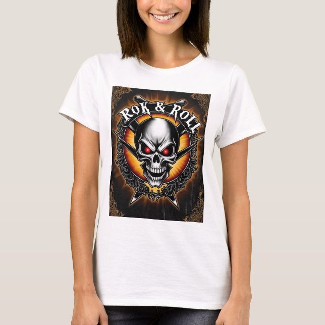 T-shirt Un "Skull" Rock And Roll Band (Devant)