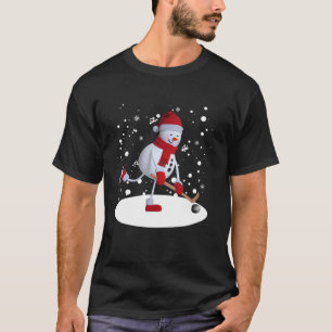 T-shirt Un Snowman Jouant Au Hockey Avec Un Bâton De Hocke