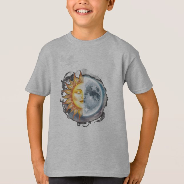 T-shirt Un soleil et une lune fusionnés ensemble (Devant)