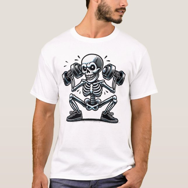 T-shirt Un squelette cool en train de travailler (Devant)