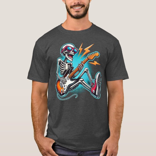 T-shirt Un squelette de rock star (Devant)