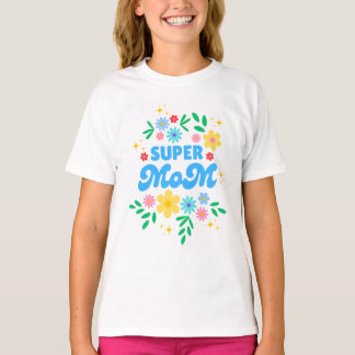 T-shirt un t.shirt blanc avec un design de super maman