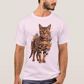 T-shirt Un tableau aux yeux vigilants : Un chat Bengal dan