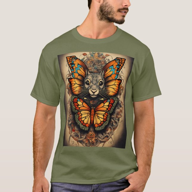 T-shirt Un tatouage de rat papillon symbolisant des T-shir (Devant)