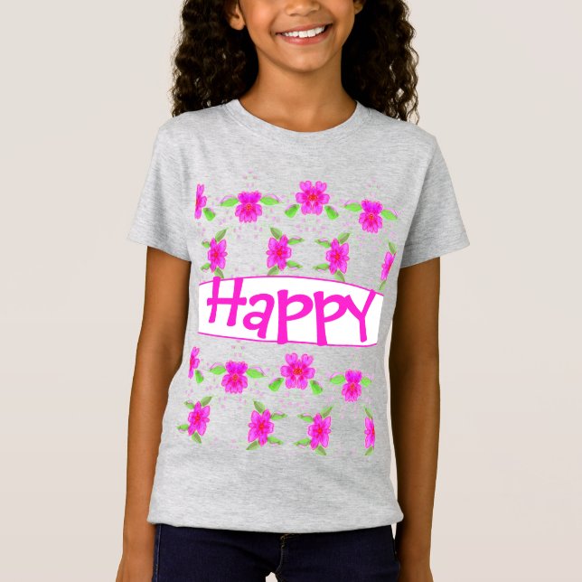 T-Shirt Un Tee Joyeux rose vif (Devant)