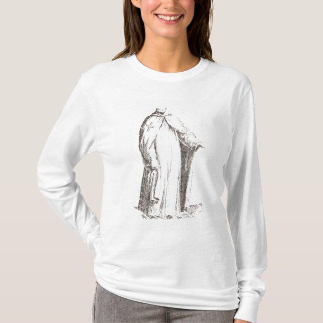 T-shirt Un Templar dans son habitude : blanc avec une (Devant)