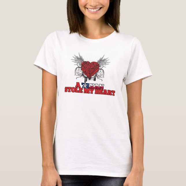 T-shirt Un Texan a volé mon coeur (Devant)