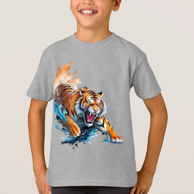 T-shirt Un tigre en feu (Devant)