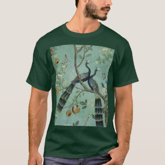 T-shirt Un Turquoise de deux oiseaux Chinoiserie Graphisme