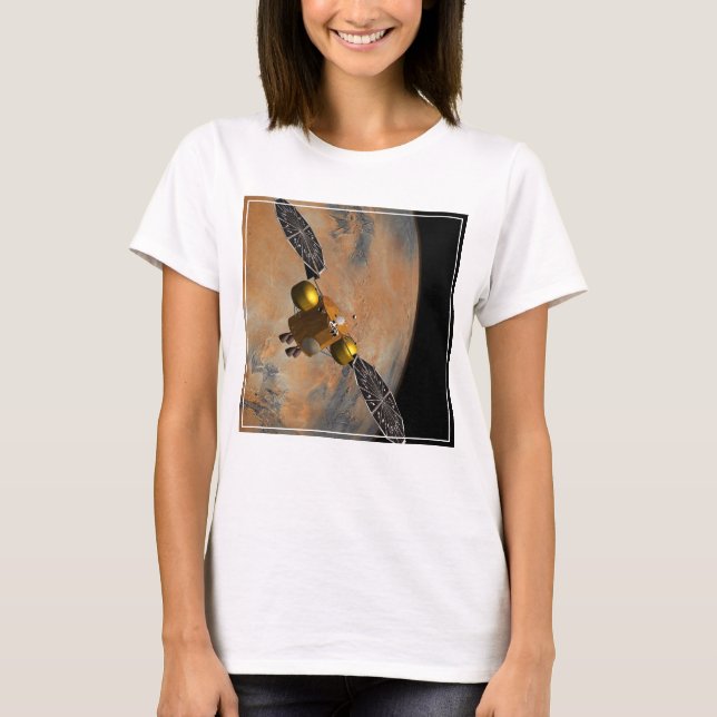 T-shirt Un vaisseau Spacecraft Orbitant Mars. (Devant)