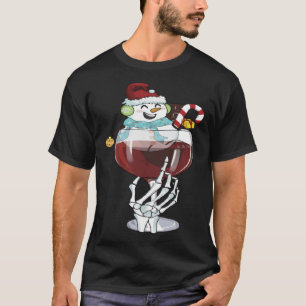 T-shirt Un verre de vin rouge Santa Hat Snowman Noël