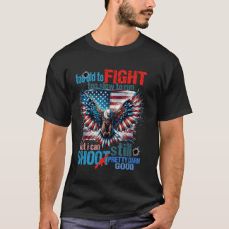 T-shirt Un Vétéran Du Drapeau Américain Trop Vieux Pour Co