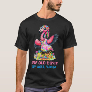 T-shirt Un Vieil Hippie Farfelu Colore Flamant Rose Key We