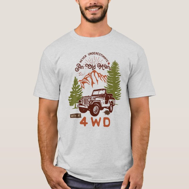 T-shirt Un vieil homme avec 4WD - Drôle aventure papa Cita (Devant)