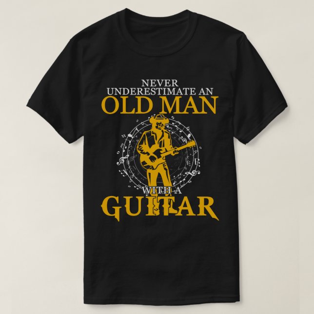 T-shirt Un vieil homme avec une guitare donne des cadeaux  (Design devant)