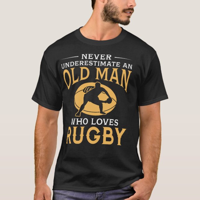 T-shirt Un vieil homme qui aime le rugby (Devant)