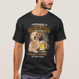 T-shirt Un Vieux Homme Avec De La Bière Et Un Retriever D'