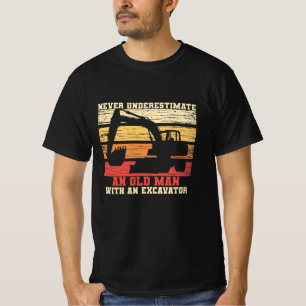 T-shirt Un Vieux Homme Avec Un Excavateur
