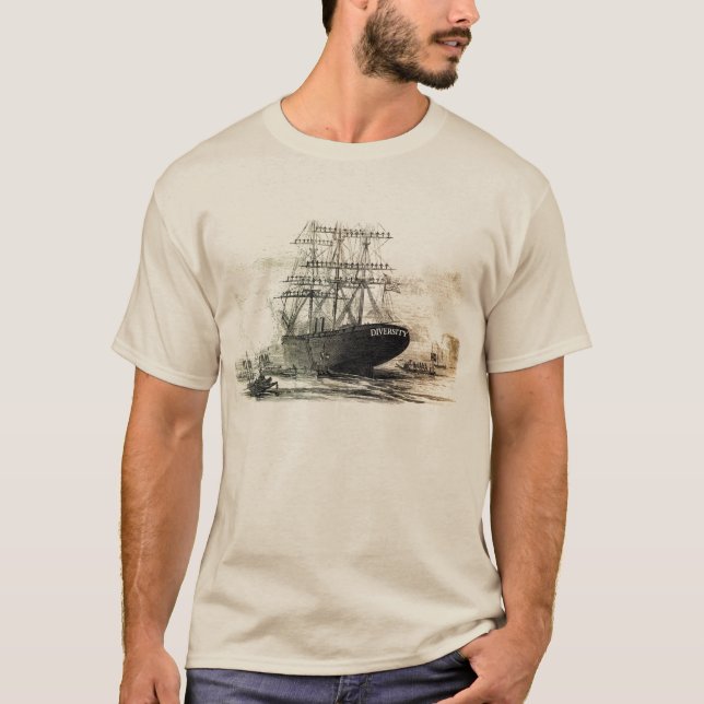 T-shirt un vieux vieux bateau en bois (Devant)