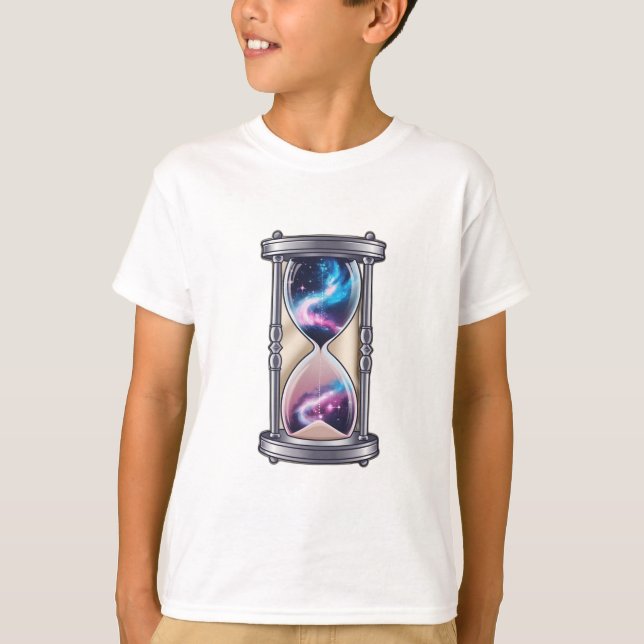 T-shirt Un visage horloge fait de planètes, (Devant)