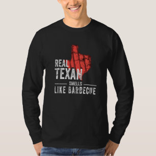T-shirt Un vrai Texan sent le barbecue, papa qui grille