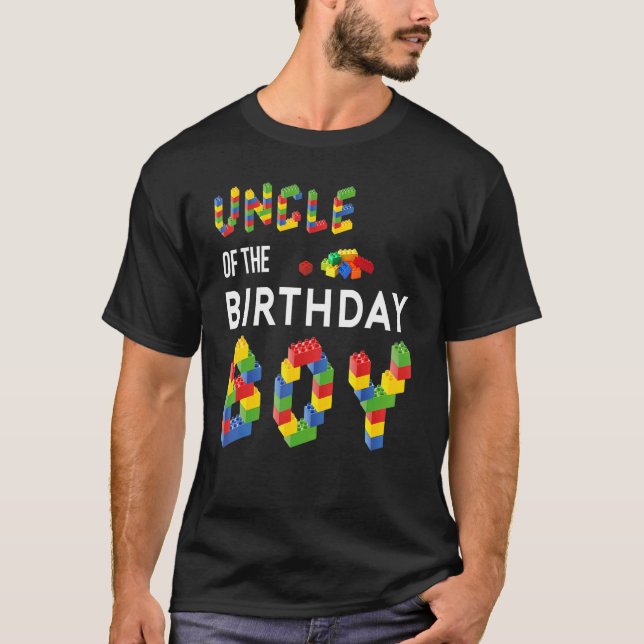 T-shirt Uncle maître constructeur Boy Building Blocs Anniv (Devant)