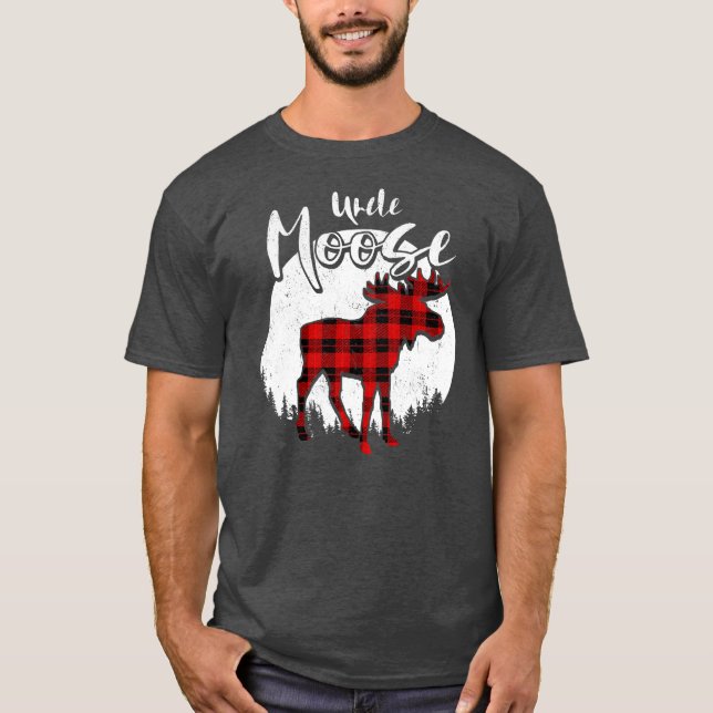 T-shirt Uncle Moose Red Plaid Buffalo famille de jumelage (Devant)
