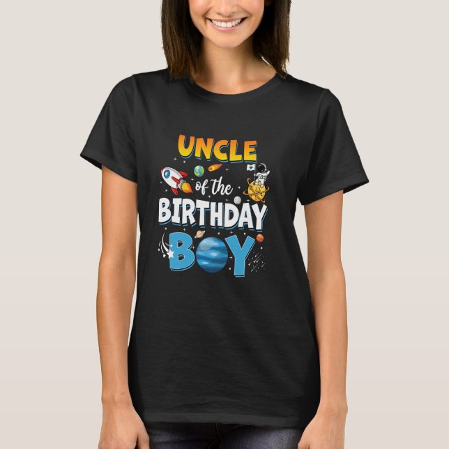 T-shirt Uncle Of The Birthday Boy Astronaut Family Space P (Devant)