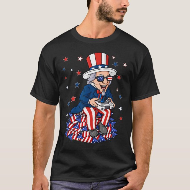 T-shirt Uncle Sam Contrôleur De Jeu 4 juillet Garçons Enfa (Devant)