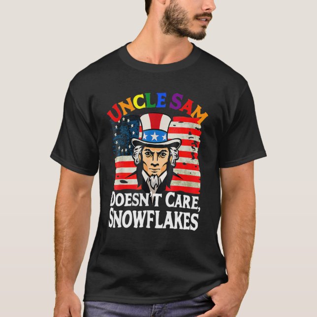 T-shirt UNCLE SAM DOESN'T CARE SNOWFLAKES Funny American_4 (Devant)