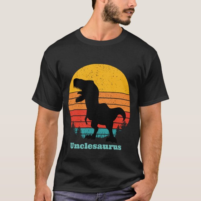 T-shirt Unclesaurus du coucher de soleil rétro (Devant)