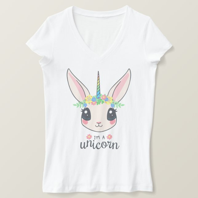 T-shirt Uncorn rabbit cute Women't-shirt (Design devant)