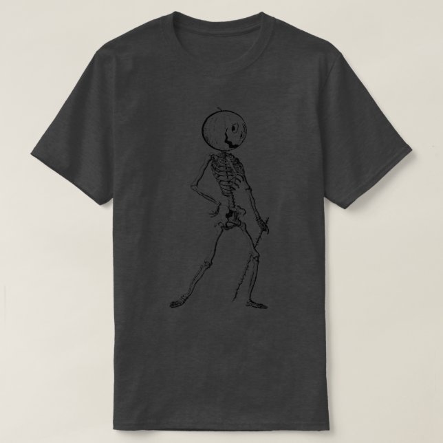 T-shirt Undead Pumpkin Head Skeleton  (Design devant)