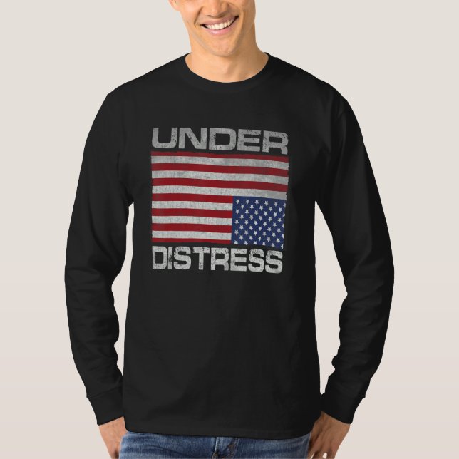 T-shirt Under Distress Tattered Upside Down American Flag (Devant)