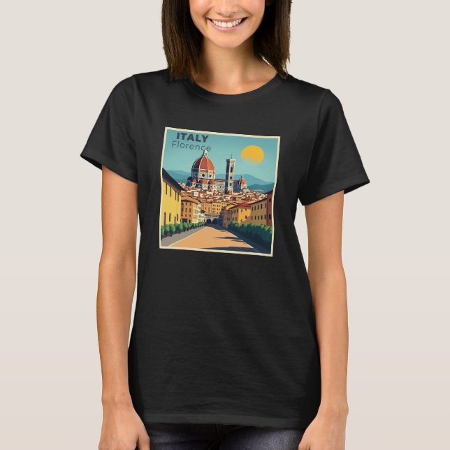 T-shirt Une affiche de voyage classique nostalgique – Flor (Devant)