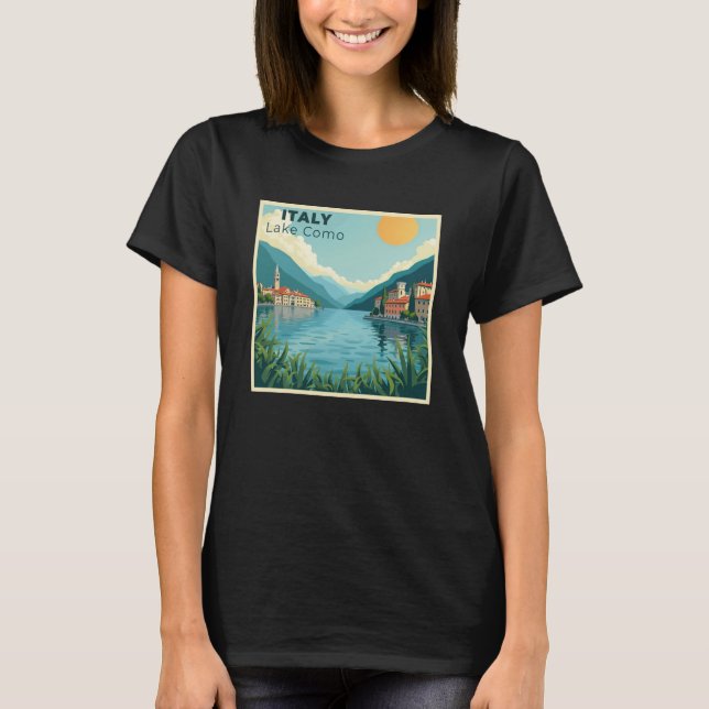 T-shirt Une affiche de voyage classique nostalgique – Lac  (Devant)