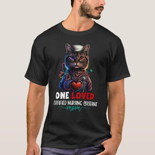 T-shirt Une aimée Certified Nurtified Assistant Maman Cat  (Devant)