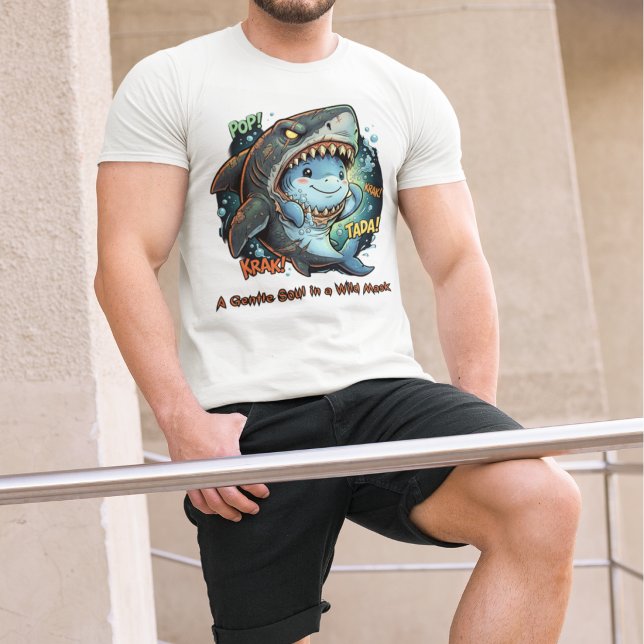 T-shirt Une âme douce dans un masque sauvage Requin mignon (Créateur téléchargé)