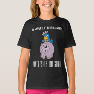 T-shirt Une Amitié Douce Rafraîchit L'Âme Violet Hippo