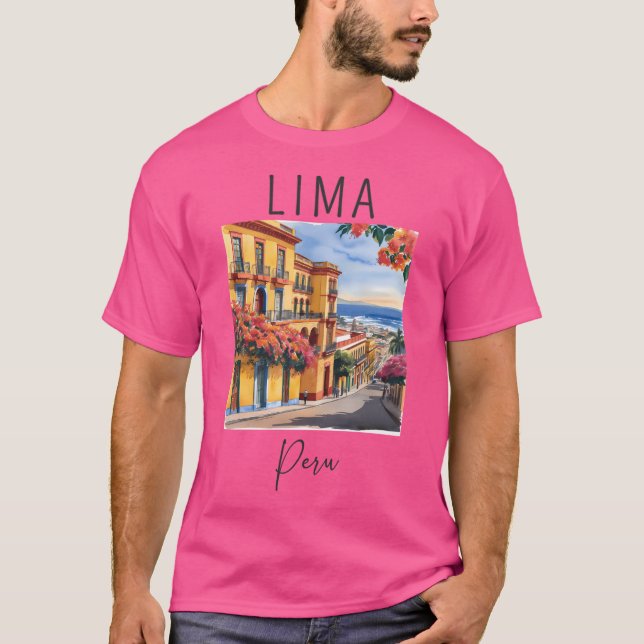 T-shirt Une Aquarelle Design Lima - Pérou (Devant)