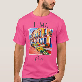 T-shirt Une Aquarelle Design Lima - Pérou