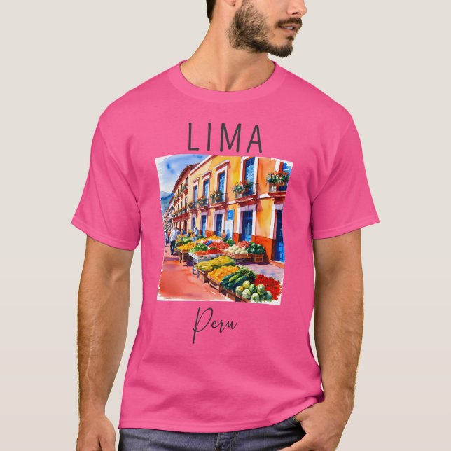 T-shirt Une Aquarelle Design Lima - Pérou (Devant)