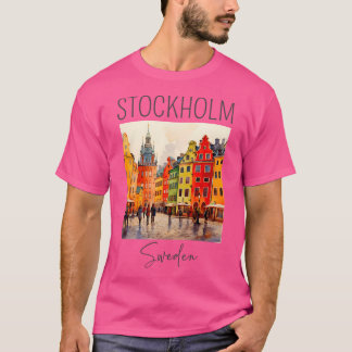 T-shirt Une Aquarelle Design Stockholm - Suède