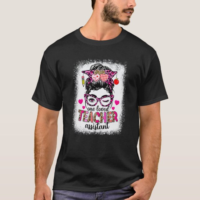 T-shirt Une assistante d'enseignante aimée Bun léopard Val (Devant)