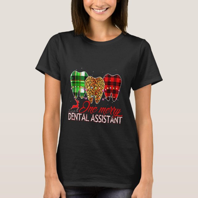T-shirt Une assistante dentaire joyeuse cadeau de Noël amu (Devant)