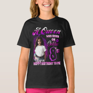 T-shirt Une Aueen est née en octobre Anniversaire fille