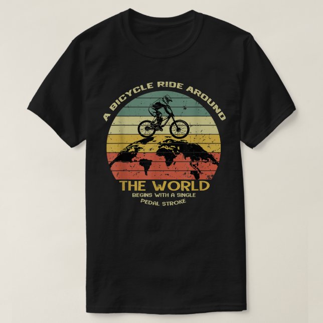 T-shirt Une Balade À Vélo Autour Du Monde Commence À Aimer (Design devant)