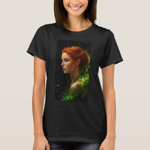 T-shirt Une belle femme à tête rouge aux yeux verts face