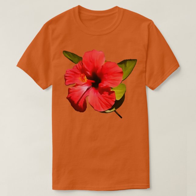 T-shirt Une Belle Fleur Rouge Hibiscus (Design devant)