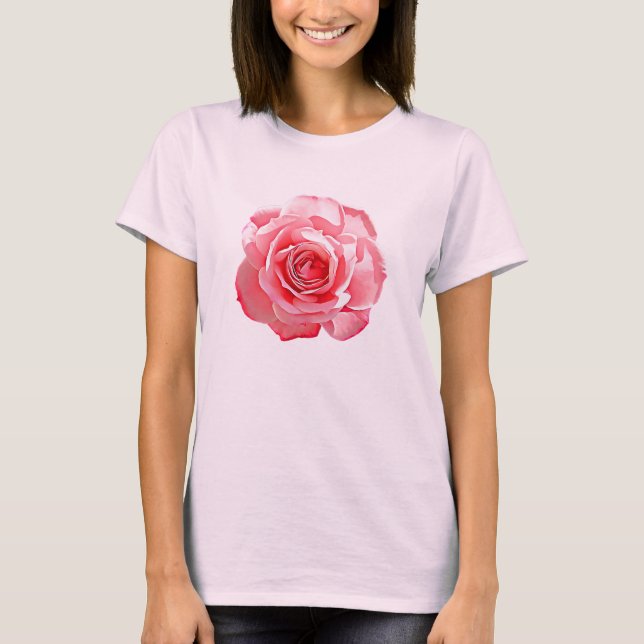 T-shirt Une belle rose rose. (Devant)